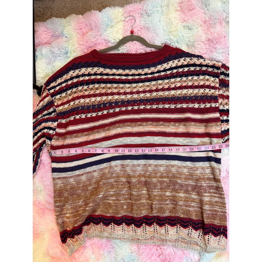 Umgee Striped Knit Sweater Oversized Cozy Pullover Size L - Picture 7 of 11
